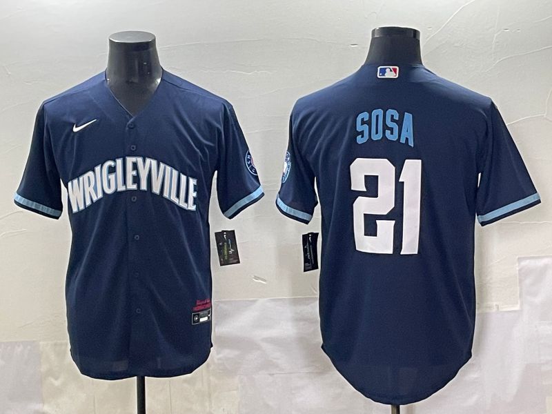 Men 2025 Chicago Cubs #21 Sosa Drak Blue City Edition Nike MLB Jersey style 1